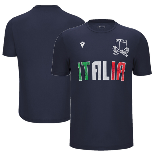10x Italy Rugby Men's Macron Navy T-Shirt RRP £35 Only £7.50 + VAT each
