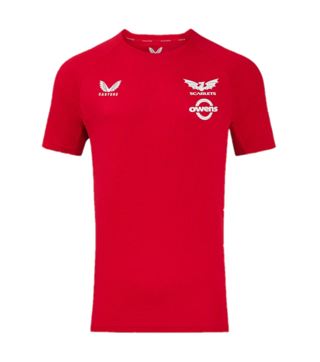 5x Scarlets Men's Rugby T-Shirt Castore Training Pro Players Red Top RRP £50 Only £8 + VAT Each