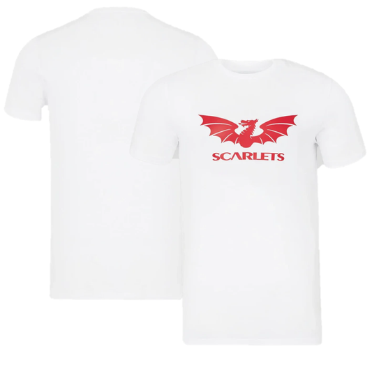 7x Scarlets Rugby S/S T-Shirt Men's Castore 23/24 White Top RRP £30 Only £8 + VAT Each