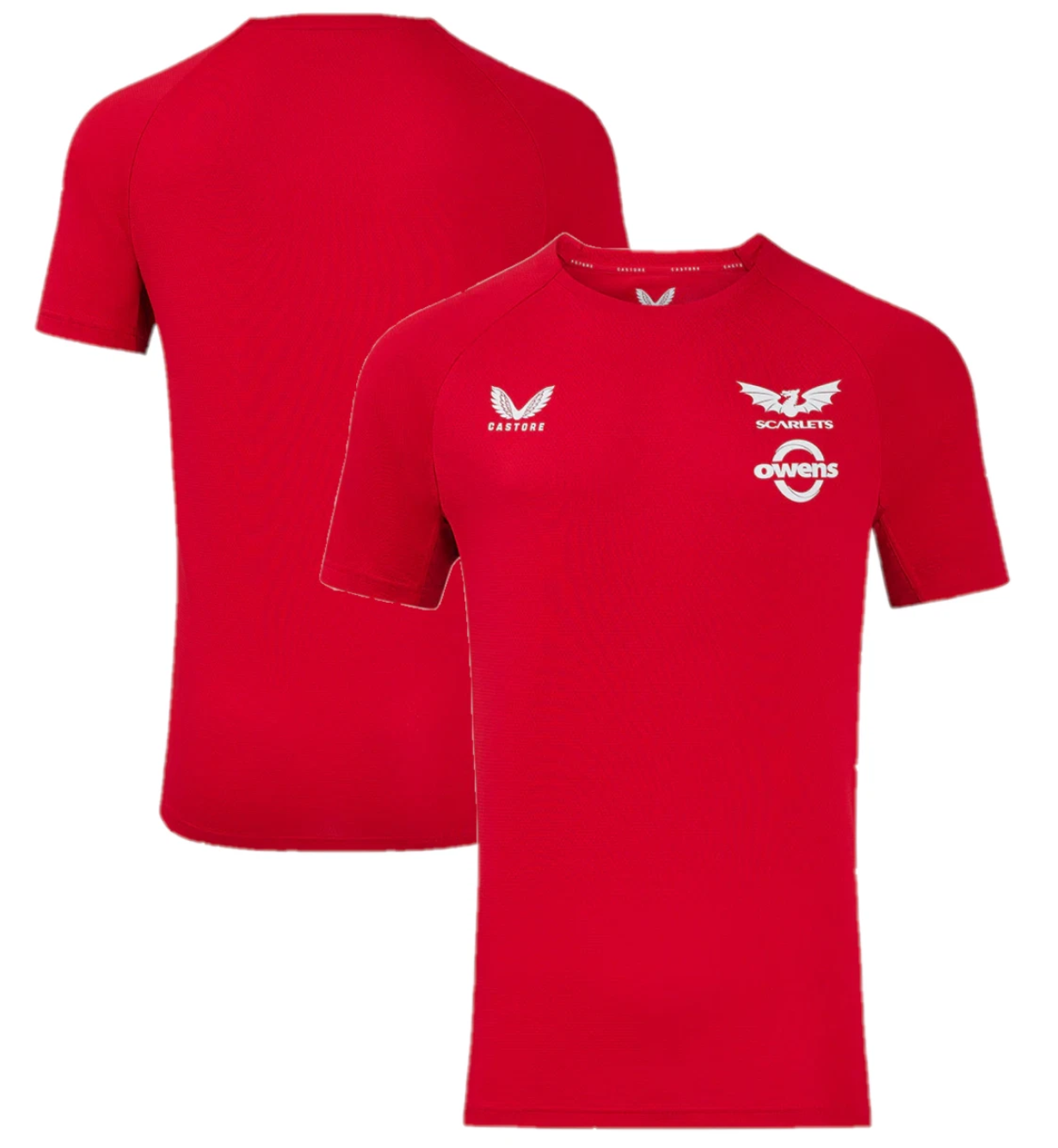 5x Scarlets Men's Rugby T-Shirt Castore Training Pro Players Red Top RRP £50 Only £8 + VAT Each