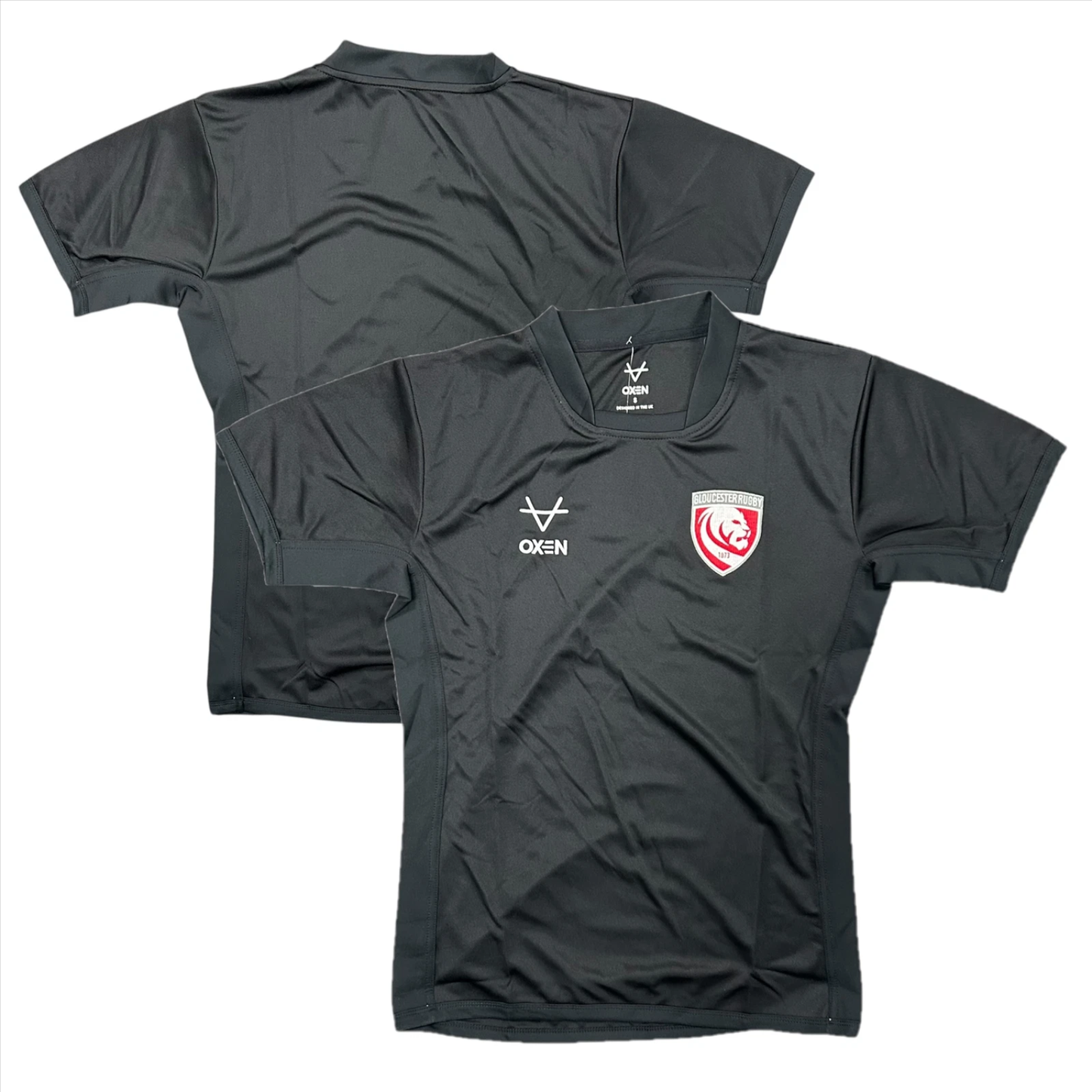 7x Gloucester Rugby Men's Jersey Oxen Black Training Core Tech Shirt Top RRP £50 Only £6 + VAT Each