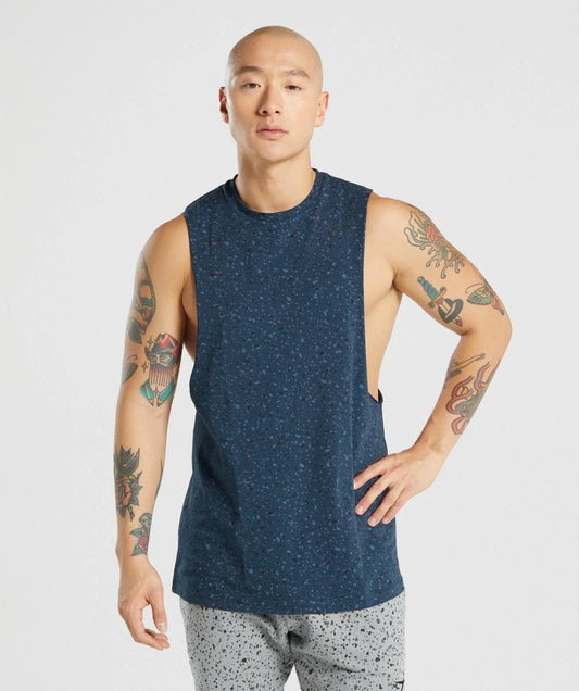 25x Gymshark Mens Micro Print Drop Tank Navy RRP £25 Only £6.95 each